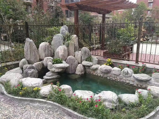 青海庭院假山鱼池制作视频
