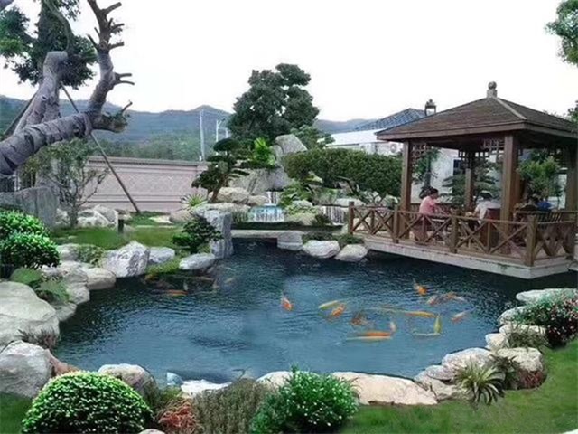 青海庭院鱼池假山设计