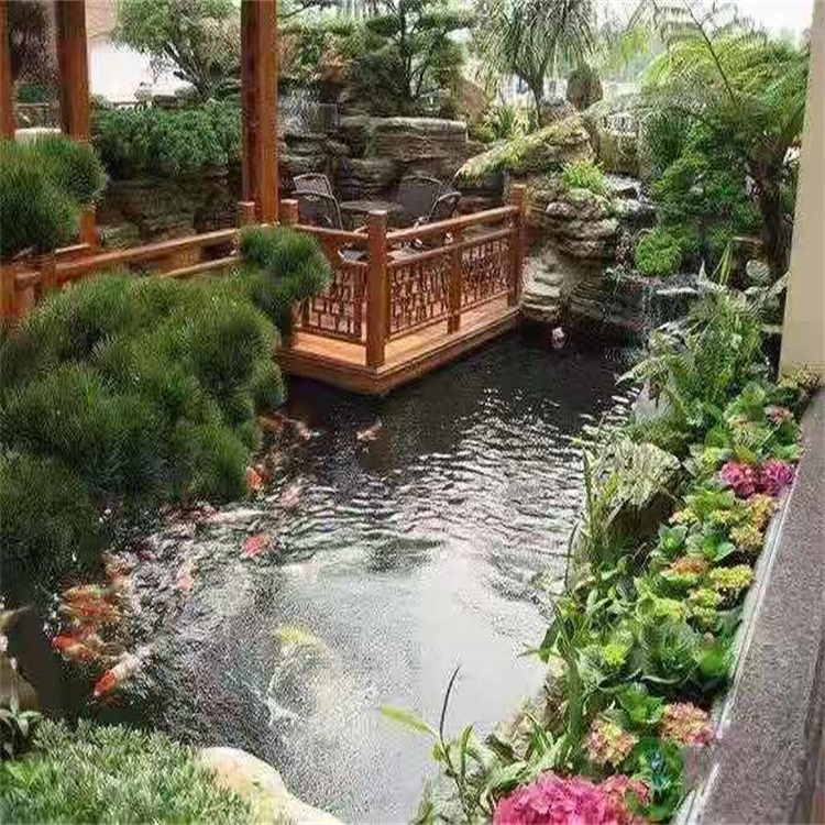 青海别墅庭院景观设计鱼池